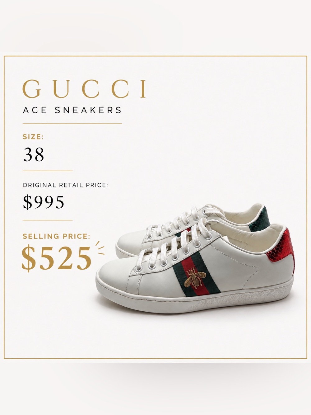 Gucci Ace Sneakers - Size 38
